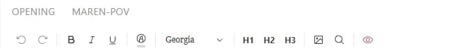 The formatting toolbar showing bold, italic, underline, heading dropdown, list buttons, alignment options, and color pickers