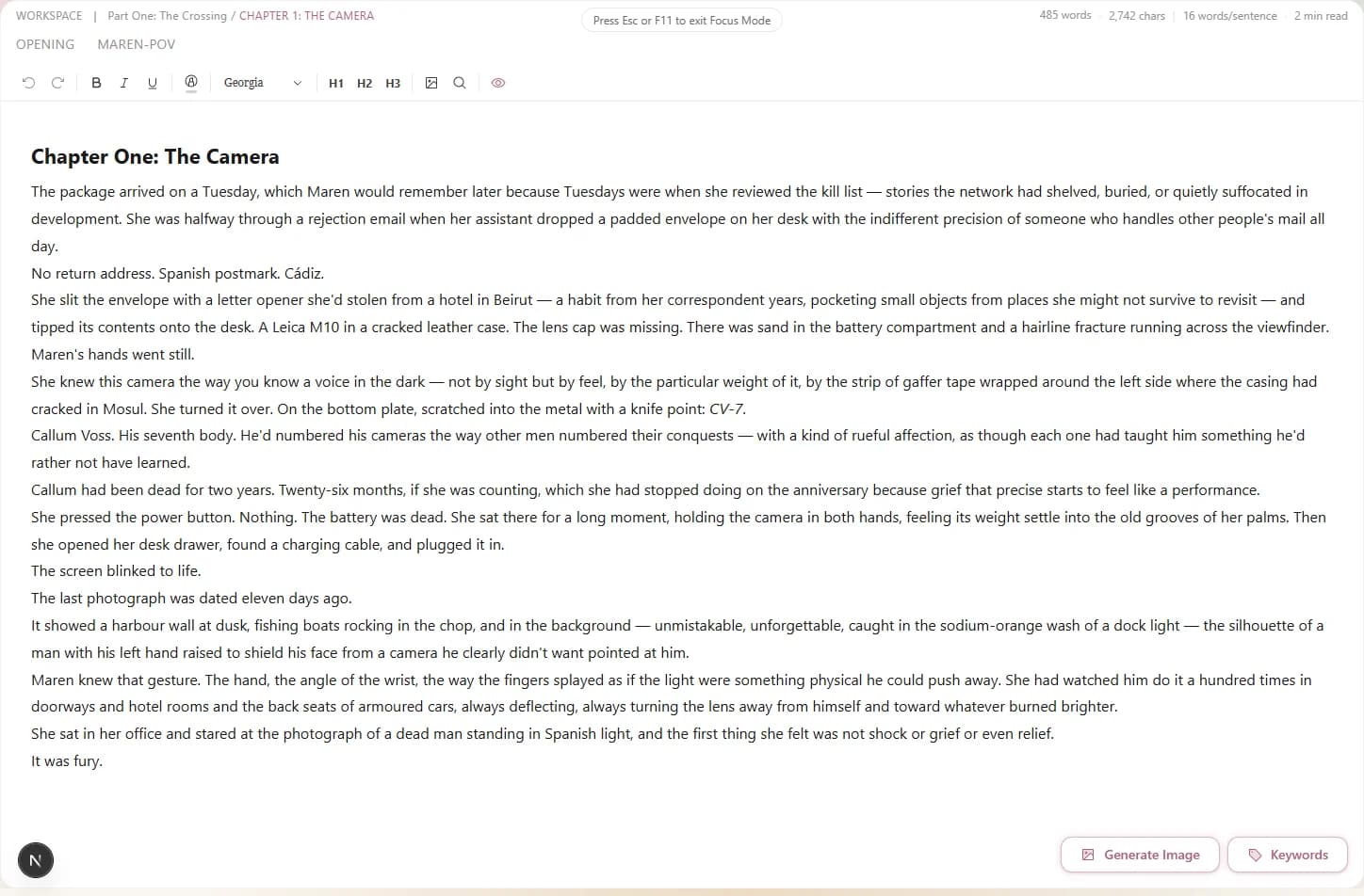 Side-by-side comparison of the editor with Prose Mode off (showing AI markers and highlights) and on (clean text only)