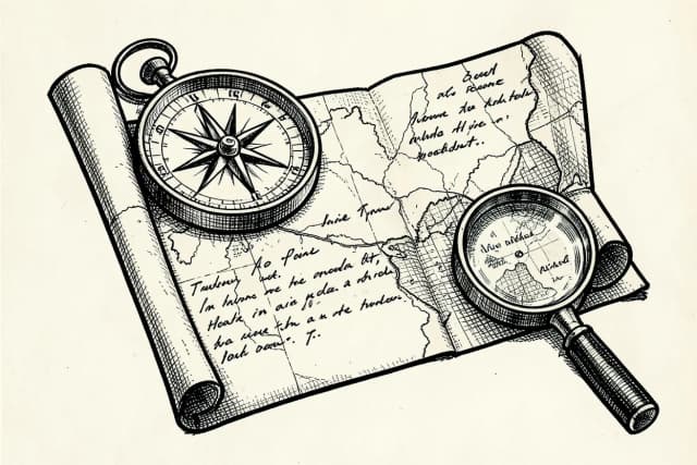 Vintage compass and map